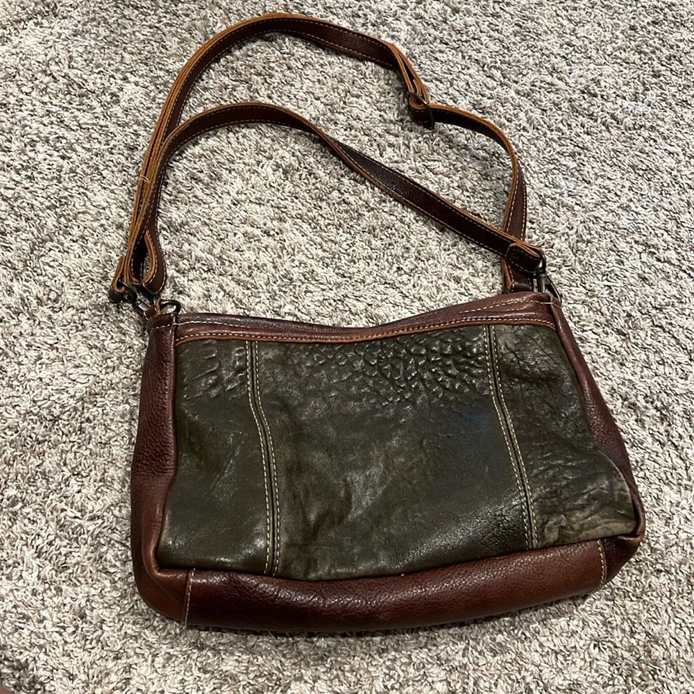 Myra Bag Day Twist leather crossbody. 2 Removable straps- 1 strap is adjustable